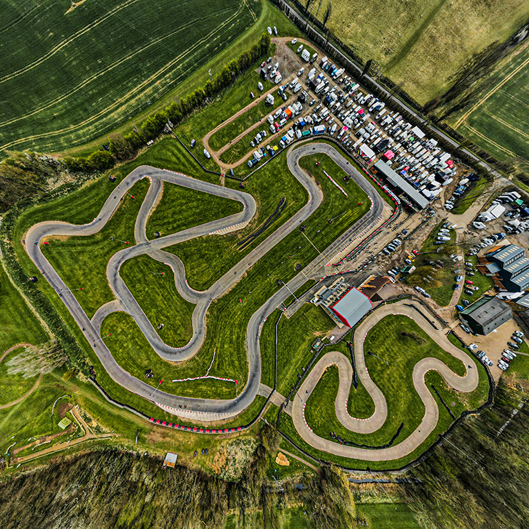 whilton mill kart circuit viewed by drone