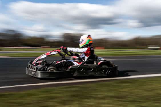 go-kart driving around a track